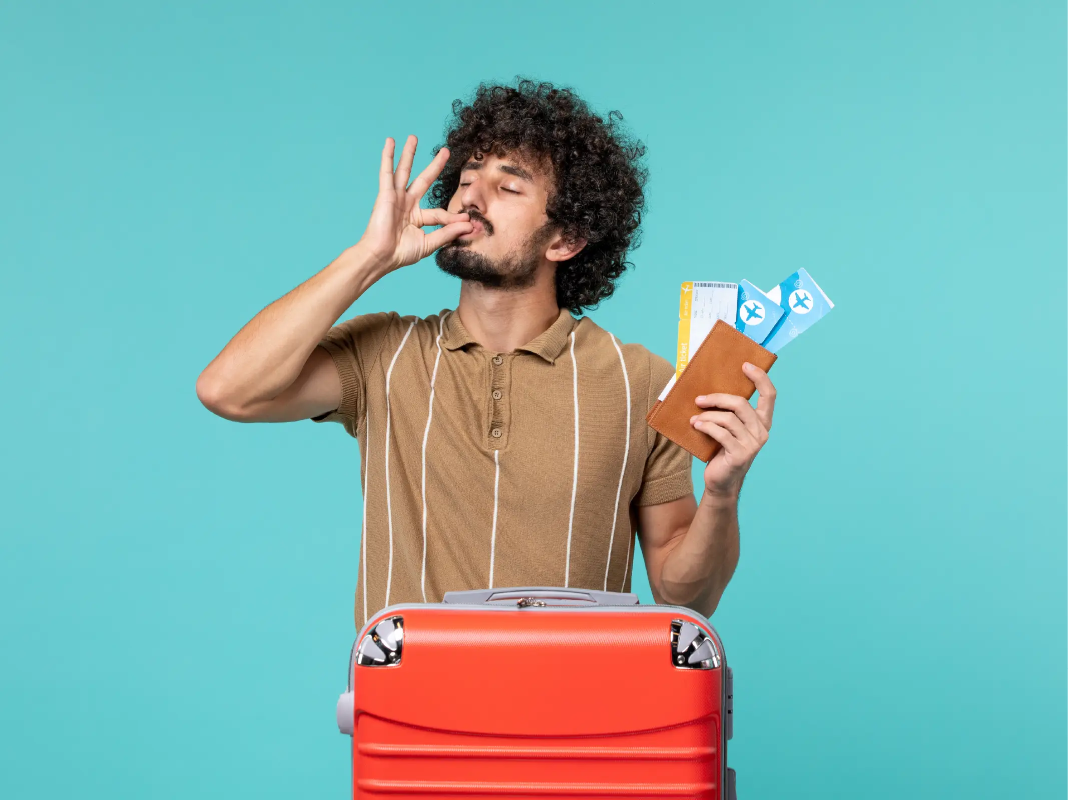Travelmojo Holidays-man-vacation-holding-tickets-blue